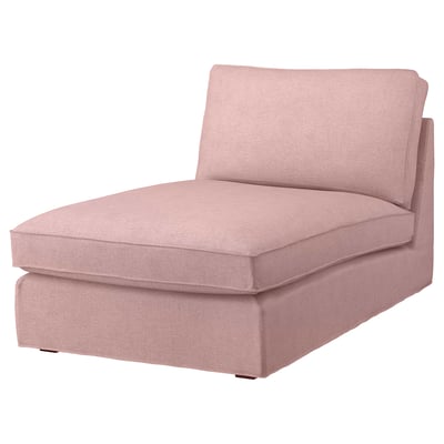 KIVIK chaise, light pink, soft fabric, curved, cozy design.