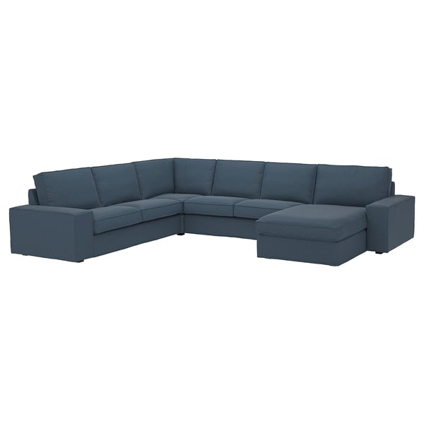 Blue KIVIK sectional sofa with deep seats & wide armrests for comfort.