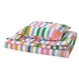 KLIBBKORSÖRT bedding set, multi-colored stripes, recycled polyester/viscose, smooth & wrinkle-free.