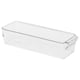 Option: This image shows a clear plastic storage box, shaped rectangularly with a lid, designed for organizing fridge items.