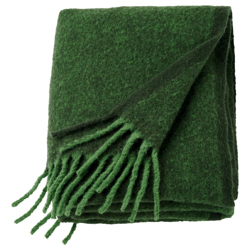 KLIPPOXEL Throw, dark green, 130x170 cm