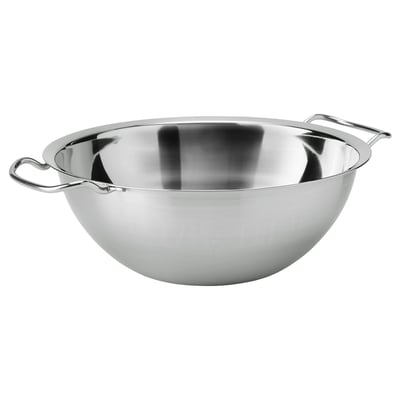 KLOCKREN double-boiler insert, silver stainless steel, round with two handles, for gentle cooking.