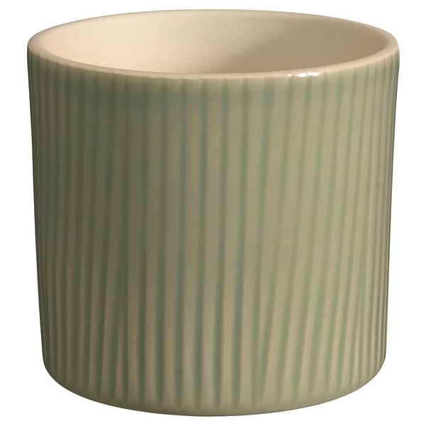 Ribbed green pottery