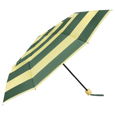 KNALLA umbrella, green & beige, recycled polyester, steel frame, compact.