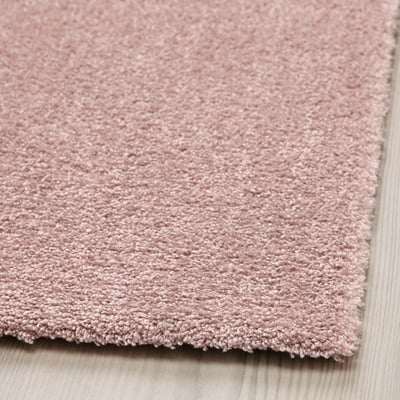 KNARDRUP rug in pale pink with shiny effect, rectangle, soft recycled polyester.