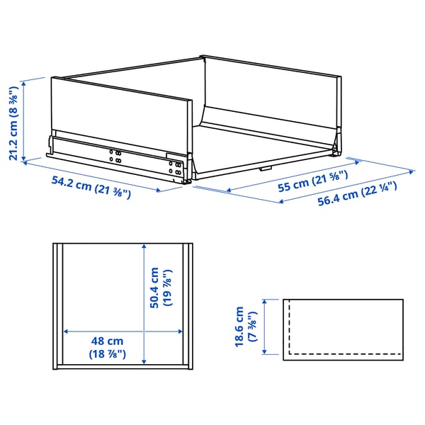 KNIVSHULT Drawer, high, dark grey, 60x60 cm