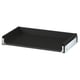 Option: A KNIVSHULT black drawer with a sleek design. It smooth sides, and is made of steel and particleboard.