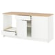 Option: KNOXHULT white kitchen unit, modern design with oak top, one drawer, two cupboards, clean lines.