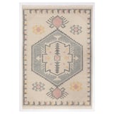 Geometric pastel rug, cotton & wool, handwoven with fringes for comfort