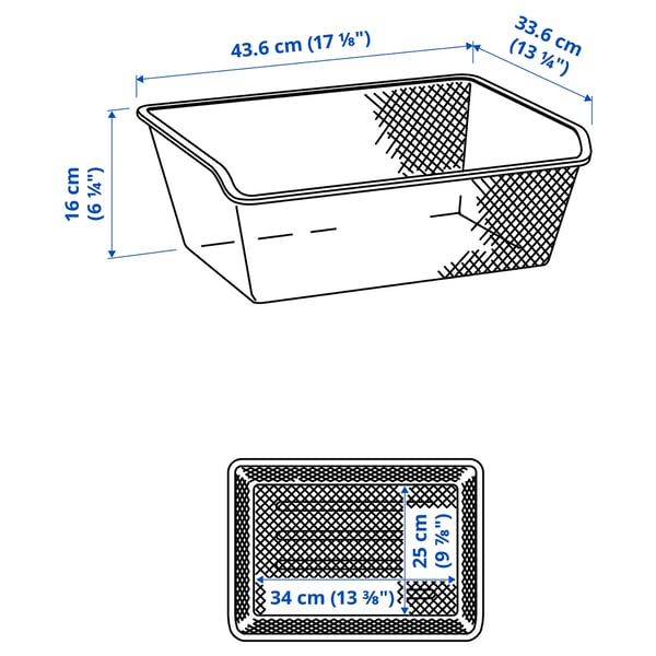 Illustration with measurements for the product: KOMPLEMENT.