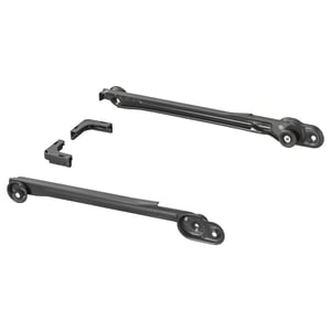 KOMPLEMENT: black metal hanging bars, modifications, plastic wheels.