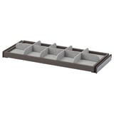 KOMPLEMENT gray pull-out organizer tray, 6 compartments, fiberboard and polyester, rectangular shape for drawer storage.