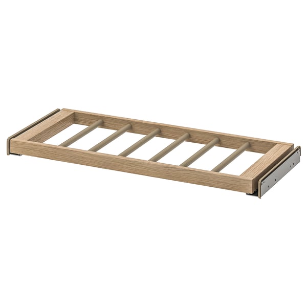 KOMPLEMENT wooden trouser hanger, light brown, slatted design.