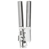 KONCIS stainless-steel can opener. Sturdy, silver tool for efficient can and bottle opening. Sleek, ergonomic design for comfortable use.