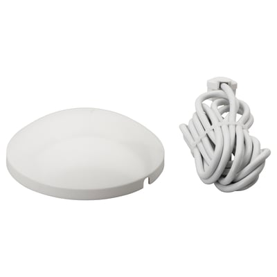 KOPPLA white ceiling cup and coiled cord, abs plastic, circular, clean design.