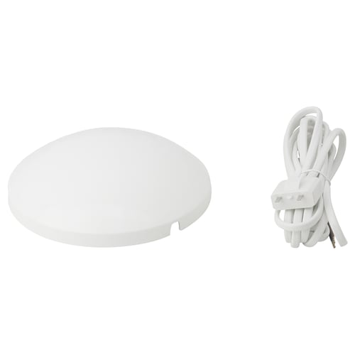 A white KOPPLA extension cord kit. It includes a flat ceiling cup and a coiled 3-meter cord with a lamp plug. Made of abs and pvc plastic.