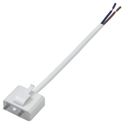 KOPPLA white unearthed 2-pin lamp plug with dcl outlet, ready-made cable, polyamide plastic. Simple ceiling lamp connection.