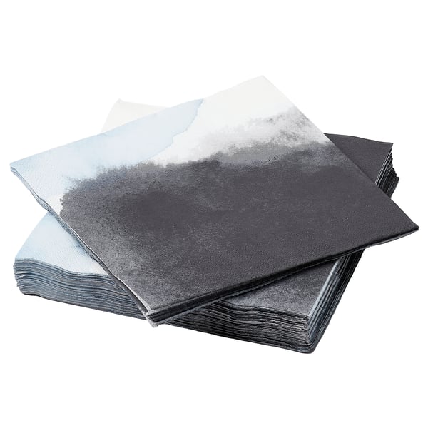 KRUSTISTEL grey-blue napkins, three-ply paper, stacked in rectangular shape with gradient design.