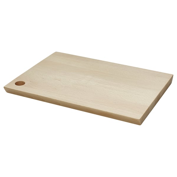 KRUSTISTEL beech wooden cutting board, rectangular with hole for hanging.