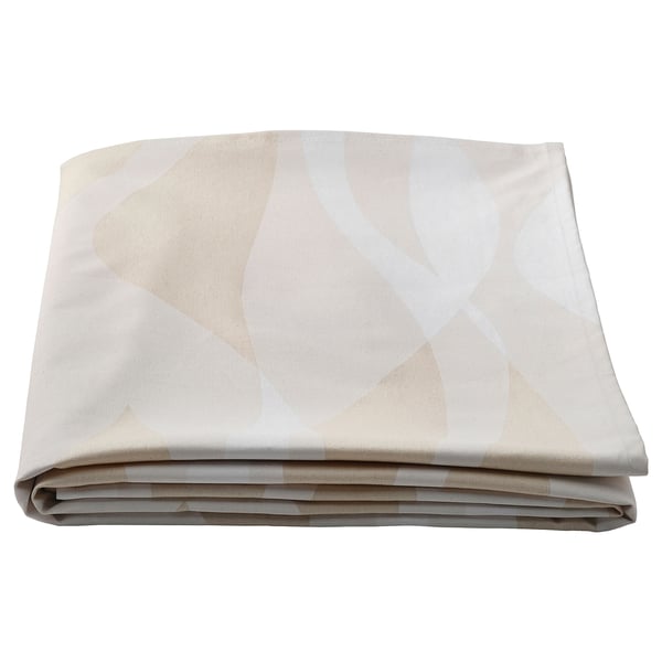KRUSTISTEL tablecloth, beige, rectangular, made of 100% cotton, simple leaf pattern.