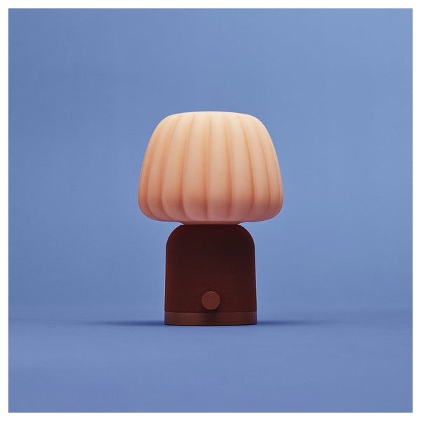 KULGLASS Bluetooth speaker lamp, red brown/pink