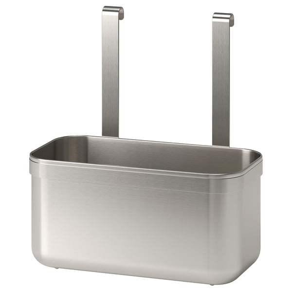 KUNGSFORS stainless steel hanging organizer, rectangular shape, two hooks for wall mounting, sleek modern design.
