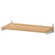 Option: KUNGSFORS wooden shelf, stainless steel brackets, rectangular design for wall storage.