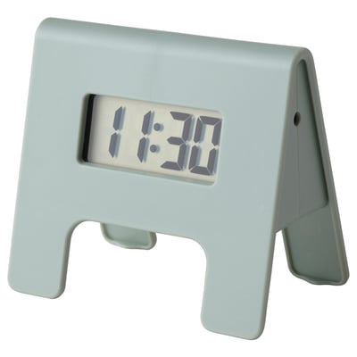Grey-green digital alarm clock KUPONG, recycled plastic, neat design.