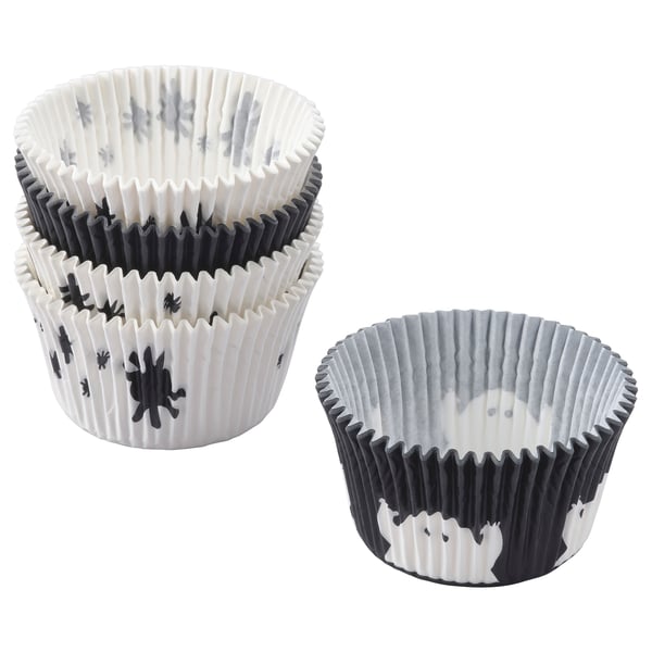 Halloween-themed baking cups: KUSTFYR, black & white, paper.