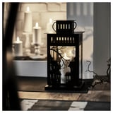 KUSTFYR Lantern for pillar candle, in/out, black, 44 cm