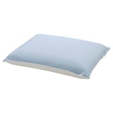 Light blue ergonomic memory foam pillow with cooling honeycomb side.