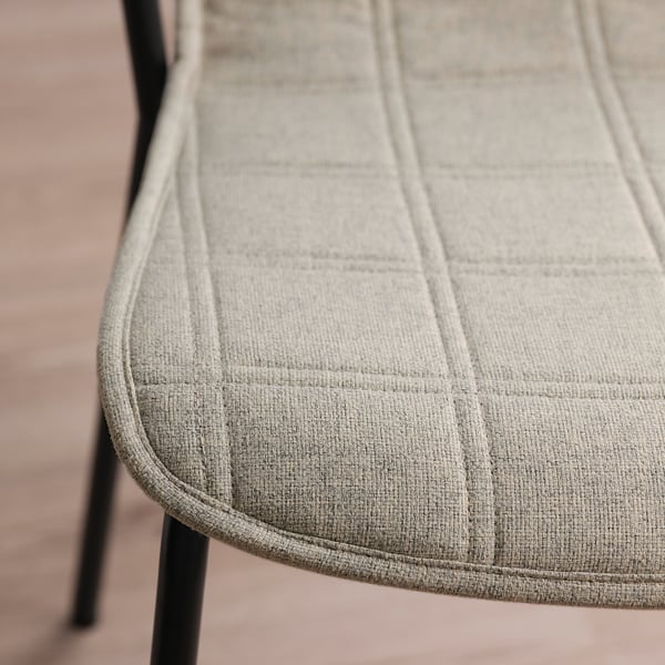 A modern grey fabric-covered conference chair with sleek black metal legs, designed for comfort and durability.