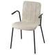 LÄKTARE chair: beige fabric, black metal legs, curved back & armrests.
