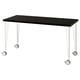 LAGKAPTEN desk: black top, white legs with wheels. Modern, rectangular design.