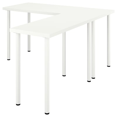 LAGKAPTEN / LINNMON L-shaped desk, white, 140x160 cm