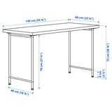 LAGKAPTEN / SPÄND Desk, black-brown/white, 140x60 cm