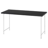 LAGKAPTEN desk in black with white metal legs.