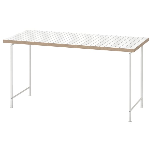 A white LAGKAPTEN table with a rectangular top and white metal legs. It has a lightweight, modern design, ideal for various settings.
