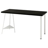 Modern rectangular black tabletop with white metal legs. Simple, lightweight, and stylish design.