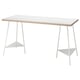 LAGKAPTEN white desk, rectangular top, angled steel legs, white epoxy finish.