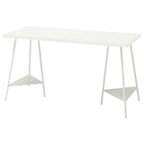 LAGKAPTEN: white rectangular table top & slim steel legs, modern design.
