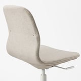 Modern office chair with fabric seat and back, adjustable height, and tilt function.