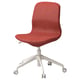 LÅNGFJÄLL office chair, bright red fabric, white base, height-adjustable, ergonomic design.