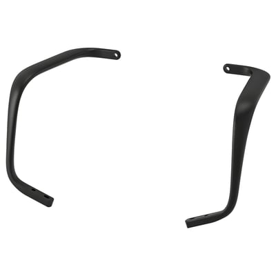 Black LÅNGFJÄLL chair armrests, aluminum frame, curved design, powder-coated finish.