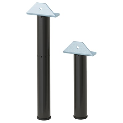 LAXHÖJDEN Leg, adjustable/black-grey