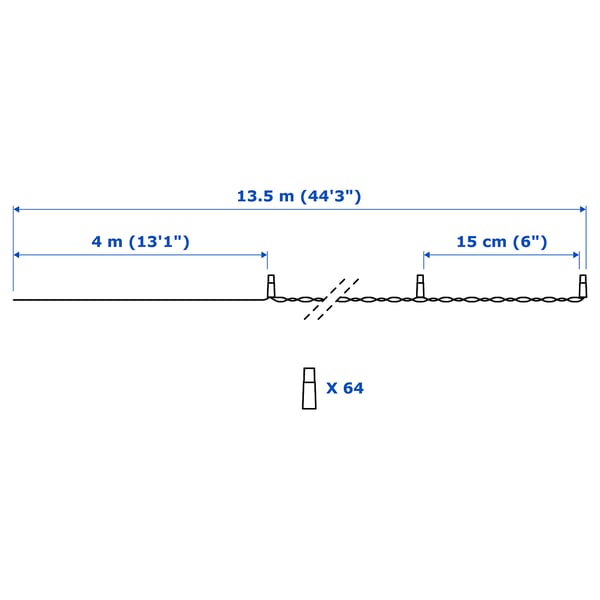 Illustration with measurements for the product: LEDLJUS.