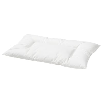 White baby body pillow, soft and recycled polyester filling, rectangular shape.