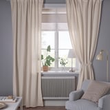LENDA Curtains with tie-backs, 1 pair, light pink/with heading tape, 140x250 cm