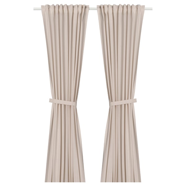 LENDA curtains, light pink, natural cotton, tiebacks, simple design, room-darkening.