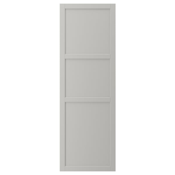 LERHYTTAN kitchen cabinet door in light grey, traditional design with solid wood frame and beveled edges.